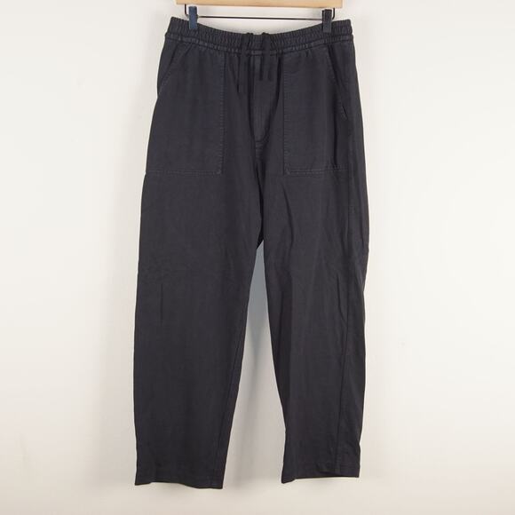 Uniqlo Washed Ankle Jersey Black Cotton Stretch Pants Mens Sz L - Picture 1 of 9